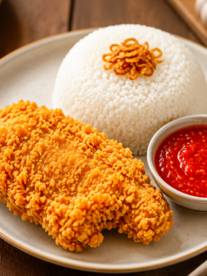 Nasi+Ayam Crispy+ Sauce Chili/Tomat