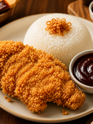 Nasi+Ayam Crispy+ Sauce Bbq