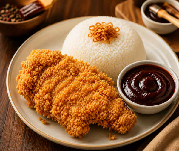 Nasi+Ayam Crispy+ Sauce Bbq