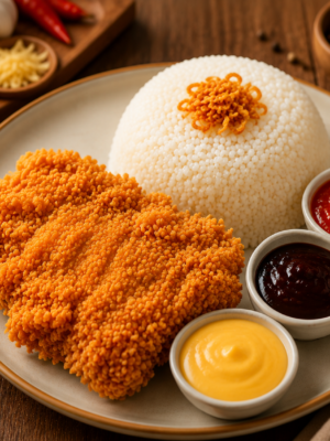 Nasi+Ayam Crispy+ mix sauce