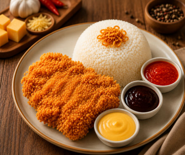 Nasi+Ayam Crispy+ mix sauce
